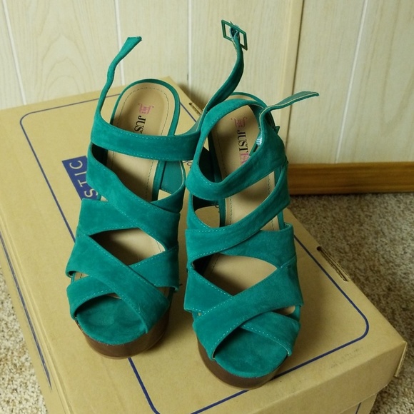 Teal Wedges from JustFab (Size 9) - Picture 1 of 4